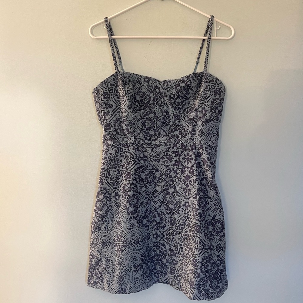 Urban Outfitters After All Corduroy Bustier Dress Blue Y2K Mandala Boho